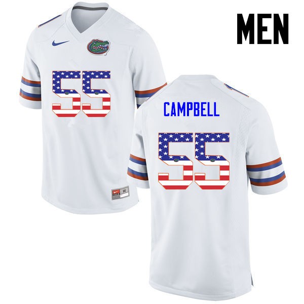 Florida Gators Men #55 Kyree Campbell College Football USA Flag Fashion White
